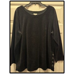 Talbots 🫐 Women’s Plus Size Size Black Ribbed Knit Tunic Top 2X